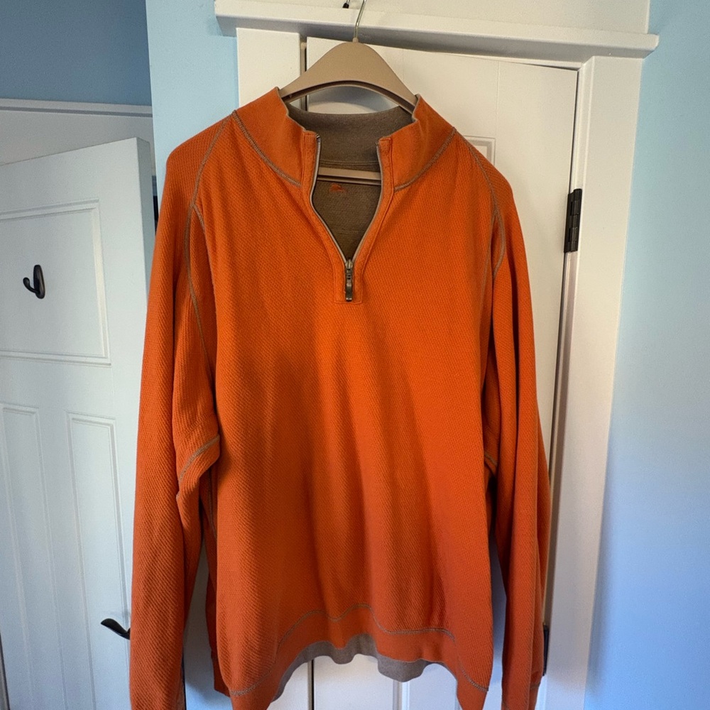 Tommy Bahama Men's Vibrant Orange Zip-Up Sweater